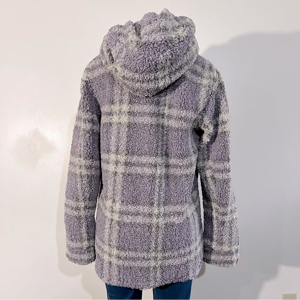 Centigrade Button Closure Reversible Plaid Sherpa Jacket - Picture 6 of 8